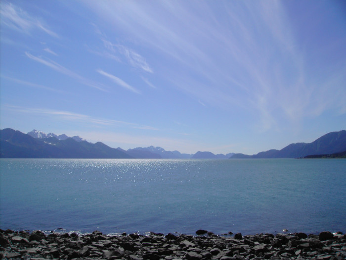 Seward Alaska - a view of the ocean from the beach.